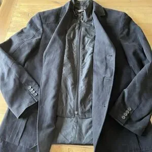 Tasso Elba Mens Faux Suede Jacket Jacket Coat 4 Pocket Full Zipp & 3 Button Larg
