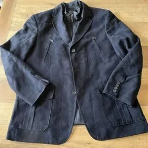 Tasso Elba Mens Faux Suede Jacket Jacket Coat 4 Pocket Full Zipp & 3 Button Larg