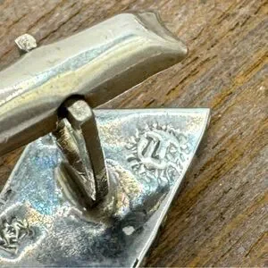 Taxco Mexico Vintage Alpaca Silver Abalone Inlay Diamond Shaped Cufflinks