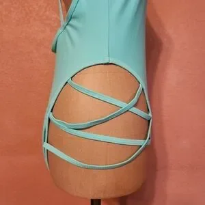 Teal Strappy One Piece Swimsuit Size Large Perfect For Beach Swim Vacation