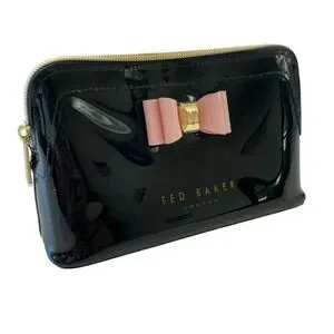Ted Baker Black and Pink Bow Make Up Bag