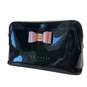 Ted Baker Black and Pink Bow Make Up Bag