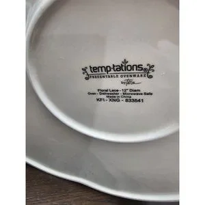 Temptations Old World Yellow Floral Lace Baking Dish Pie 12"