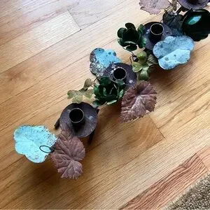 Terrain Vintage Look Metal Leaf Candle Holder For 4 Candles Aged Patina …