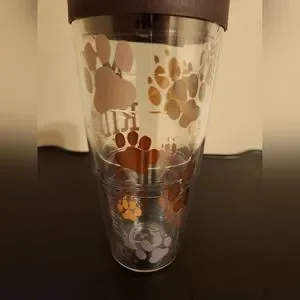 Tervis "My Kids Have Paws" Clear Insulated 24 Oz Brown Lid Dog Cat Pet Tumbler