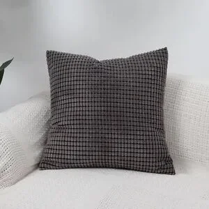 Textured Corduroy-Inspired Throw Pillow Cover – 18" X 18" Soft Waffle Weave