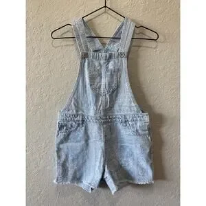 The Children's Place Girls Blue Denim Paisley Overall Shorts Size 10