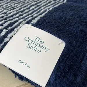 The Company Store Company Cotton Striped 24 In. X 17 In. Navy Bath Rug