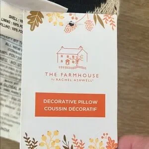 The Farmhouse Charming Dog Accent Pillow With Striped Scarf