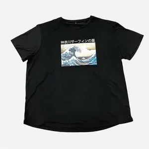The Great Wave Off Kanagawa Black T Shirt Size 4XL