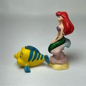 The Little Mermaid PRINCESS ARIEL Glitter Dress & Flounder Figures Disney