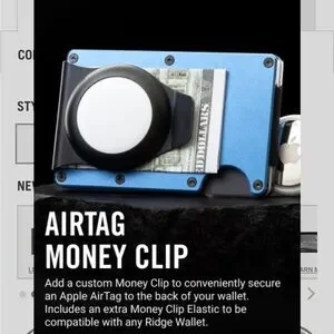 The Ridge Wallet W/ Apple AirTag Money Clip Accessory - Polar White NWOT