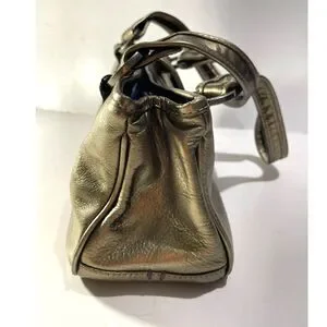 The Sack Original Y2K Mini Handbag Metallic Gold Leather Crop VTG Casual Women