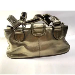 The Sack Original Y2K Mini Handbag Metallic Gold Leather Crop VTG Casual Women