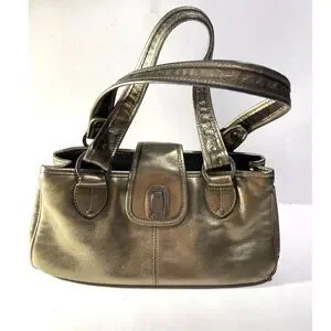 The sack original Y2K mini handbag metallic gold leather crop VTG casual women