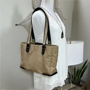 The Sak Cream And Black Shoulder Tote Bag