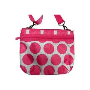 Thirty One Mod Dot Crossbody Bag Pink Polka Dots Adjustable Strap EUC