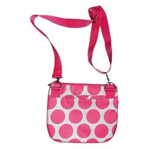 Thirty One Mod Dot Crossbody Bag Pink Polka Dots Adjustable Strap EUC