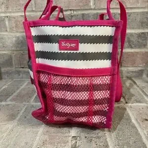 Thirty-One Pink And Gray Tote Bag With Ruched Detail