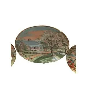 Three Vintage Currier & Ives Miniature Plates Depicting Different Homestead scen