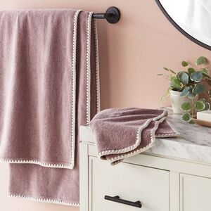 Threshold - 2pc Boho Border Stitch Bath Towel Mauve - Threshol Mauve