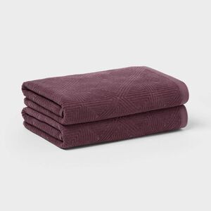 Threshold - 2pc Luxe Lattice Bath Towel Mauve - Threshold Mauve