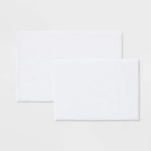 Threshold Bath Mats White Fuzzy Foam Bath Mat 2 Piece Set