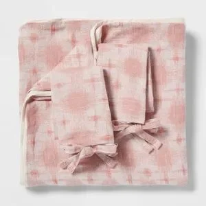 Threshold King Yarn Dye Ikat Duvet Cover And Sham Set Ivory/Mauve Cotton Slub