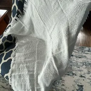 Throw Blanket In Off White Tassels Decor NWOT