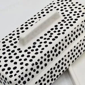 Thyme & Table Ceramic Butter Dish Black Dot Contemporary Stoneware Covered Lid
