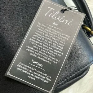 Tilvini Black Genuine Leather Insulated Wine Bag & Tumbler Set NWT