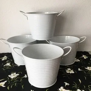 Tin Buckets with handles / 4pc. Tin Pot Set