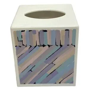 Tissue Box Cover And Toothbrush Holder Vintage Modern Purple Print
