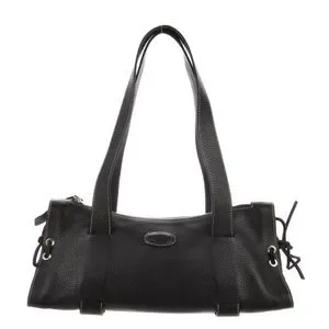 TOD’S Grained Leather Shoulder Bag. Black
