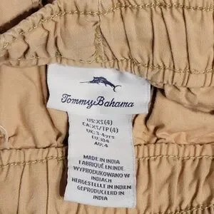 Tommy Bahama Drawstring Cotton Shorts Boys Size XS 4 Khaki Tan Elastic Waist