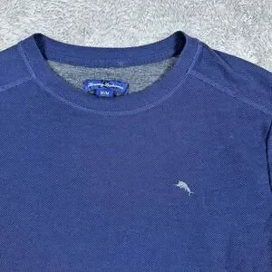 Tommy Bahama Mens Navy Long Sleeve Pullover Crew Neck Shirt Size M Soft Knit