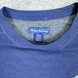 Tommy Bahama Mens Navy Long Sleeve Pullover Crew Neck Shirt Size M Soft Knit
