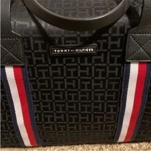 Tommy Hilfiger Black Duffel Bag with Signature Design
