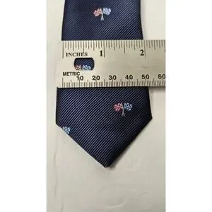 Tommy Hilfiger Boys Racing Neck Tie Polyester Blend Navy Blue Flags