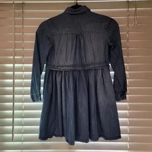 Tommy Hilfiger Denim Jean Dress Girls 8 Blue Long Sleeves Button Front Pocket
