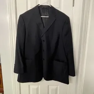 Tommy Hilfiger Ithaca Men’s Wool Blazer Jacket 46R Black Classic Fit 3-Button