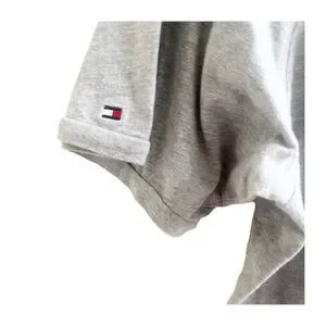 Tommy Hilfiger Men’s Grey Tee Logo Size XL 100% Cotton Crew Neck Button Top