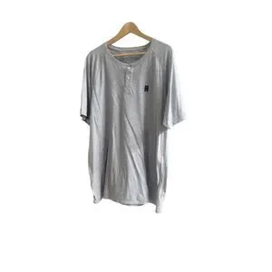 Tommy Hilfiger Men’s Grey Tee Logo Size XL 100% Cotton Crew Neck Button Top