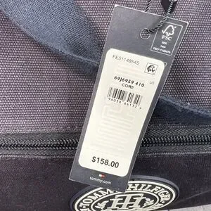 TOMMY HILFIGER Sean Canvas Logo Graphic Duffle Bag Men’s Navy New $158