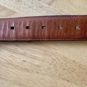 TORINO Belt Ringmark Lizard Brown Leather Mens Silver Tone Brass Buckle Sz 42