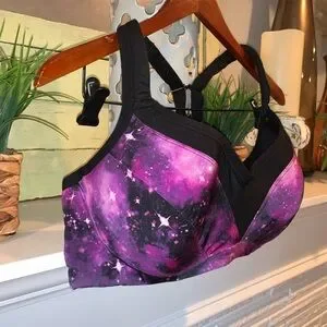 Torrid Active Purple Black Celestial Galaxy Sports Bra Size 44D Racerback