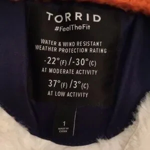 Torrid Blue Winter Jacket Mid-length Size 1 Women Female