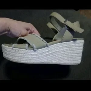 Torrid Frayed Espadrille Wedge Size 8 1/2 (WW) Olive