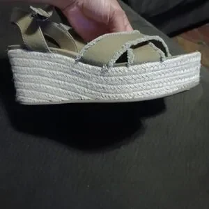 Torrid Frayed Espadrille Wedge Size 8 1/2 (WW) Olive