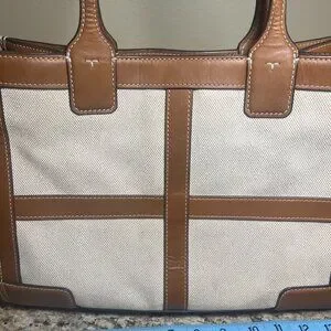 TORY BURCH ELLA CANVAS QUADRANT MINI TOTE